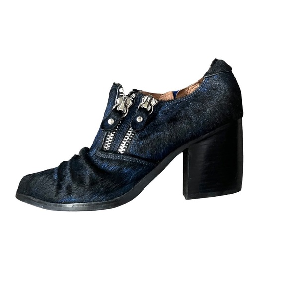 Jeffrey Campbell Handmade Ibiza Last Cow Fur Zipper Black Ankle Boots Size 7 - Picture 2 of 15